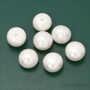 4A 담수진주 세미라운드 반구멍 화이트(약8mm) (2개) 진주귀걸이재료 p1510-02