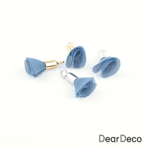 1705bu03 미니쉬폰꽃태슬(小)블루/1개/도금선택/귀걸이재료,귀걸이부자재