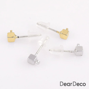 미니 사각 큐브 귀걸이 은침(1쌍)귀걸이부자재 m1706-10