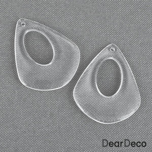 귀걸이재료 아크릴패션펜던트 변형마름모 투명(길이41mm)(1개) e1903-03