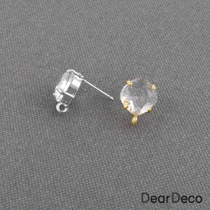 큐빅 둥근마름모 귀걸이(925은침)(1쌍)패션귀걸이재료 부자재 m1906-09