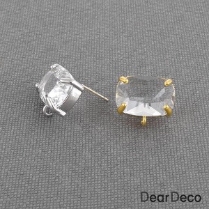 큐빅 가로직사각 귀걸이(925은침)(1쌍)패션귀걸이재료 부자재 m1906-11