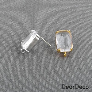 큐빅 직사각 귀걸이(925은침)(1쌍)패션귀걸이재료 부자재 m1906-10