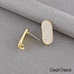 큐빅 오벌형 귀걸이 은침(1쌍)패션쥬얼리부자재 귀걸이재료 m2107-10