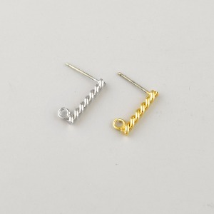 밧줄 꼬인 일자막대 귀걸이 은침(1쌍) 귀걸이만들기 부자재 m2302-05