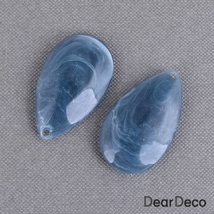 아크릴마블 플랫 물방울 펜던트 데님블루(길이35mm)(1개)귀걸이재료 악세사리부자재 e1810-11