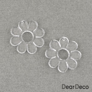 아크릴펜던트 귀여운8잎꽃 투명(중)(1개)귀걸이재료 악세사리부자재 e2105-12