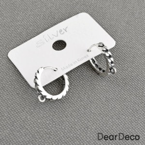 실버 커브체인모양링 원터치귀걸이 엔틱(외경14.5~15mm)(1쌍)은부자재 귀걸이만들기 재료 s2201-32