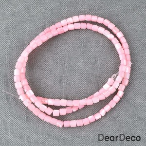 자개비즈 원통형 핑크착색(폭3~3.5mm)(1줄)비즈공예재료 팔찌목걸이만들기 p2203-09